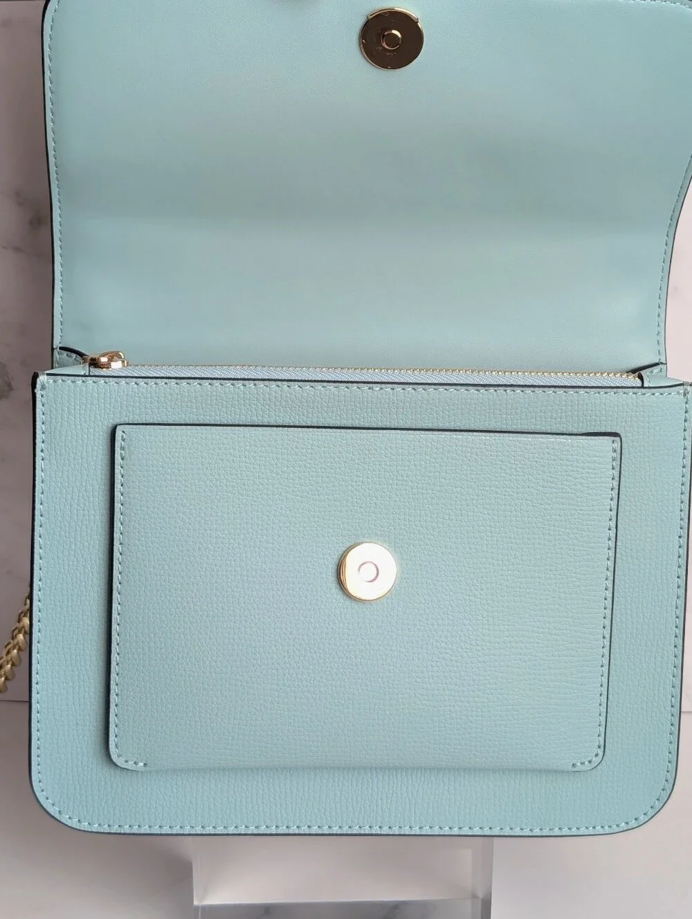 NWT Kate Spade Remi Flap Chain Crossbody Bag Wild Sage Aqua Blue Leather